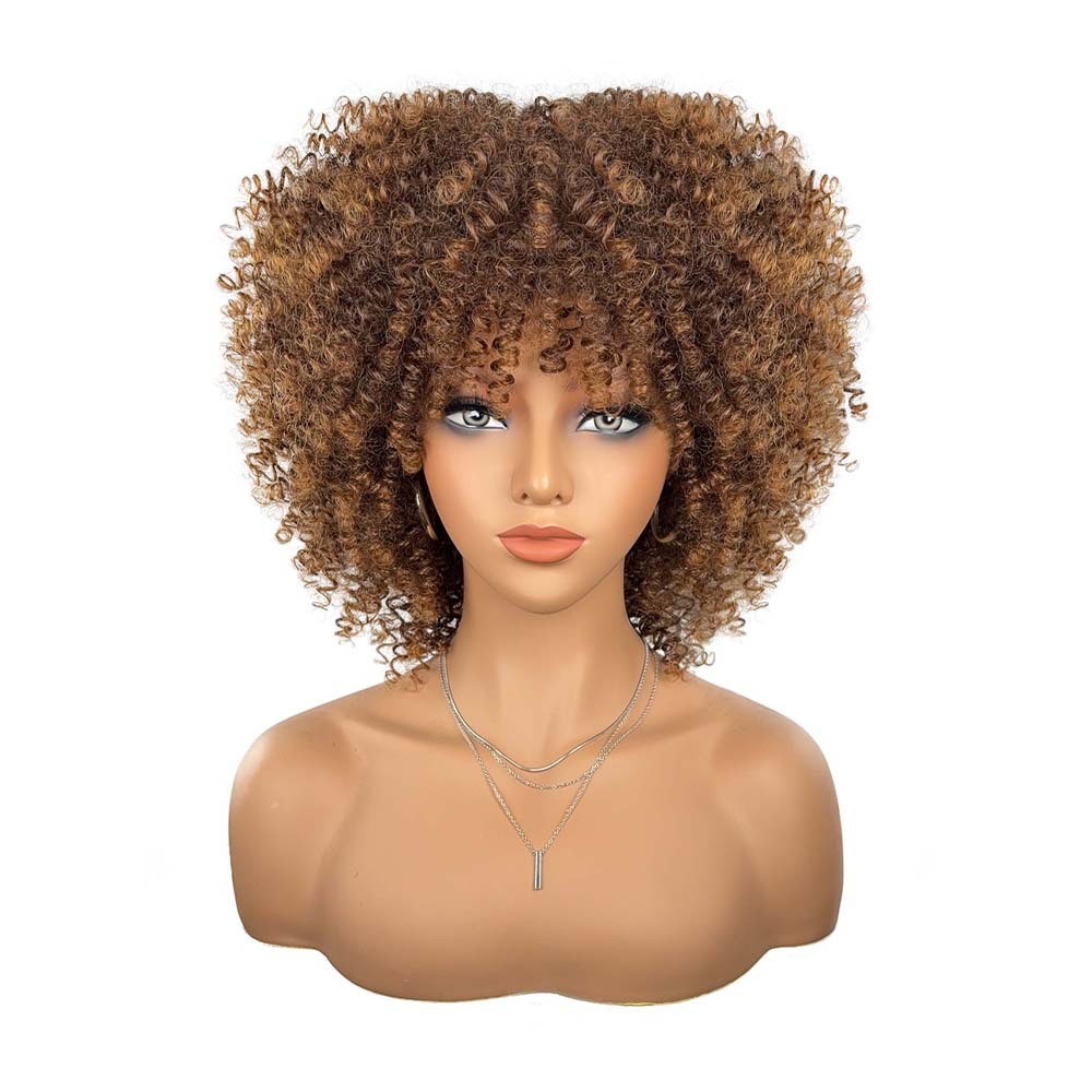 Multi-color Fluffy Natural Afro Kinky Curly High Temperature Synthetic Wig for
