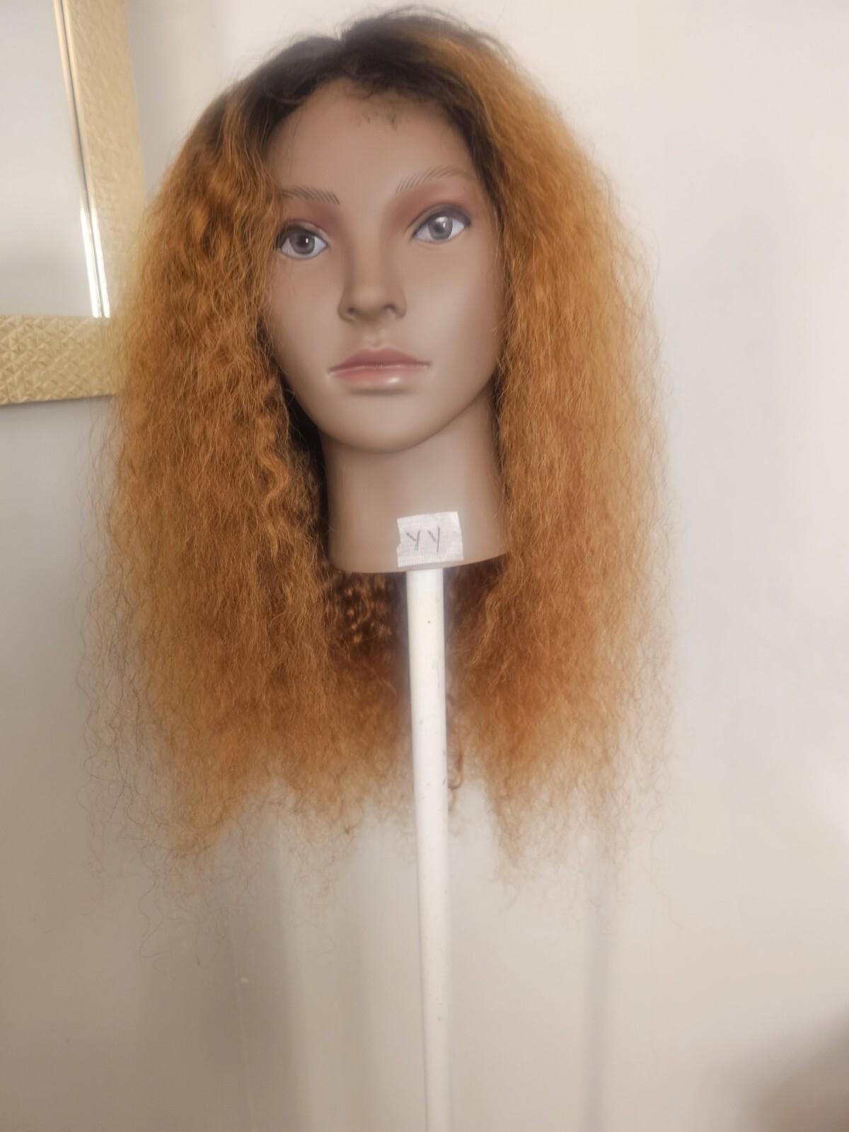 High Quality regular Top Copper Brown 22″ curly 100% Virgin Human Hair Lace Wig