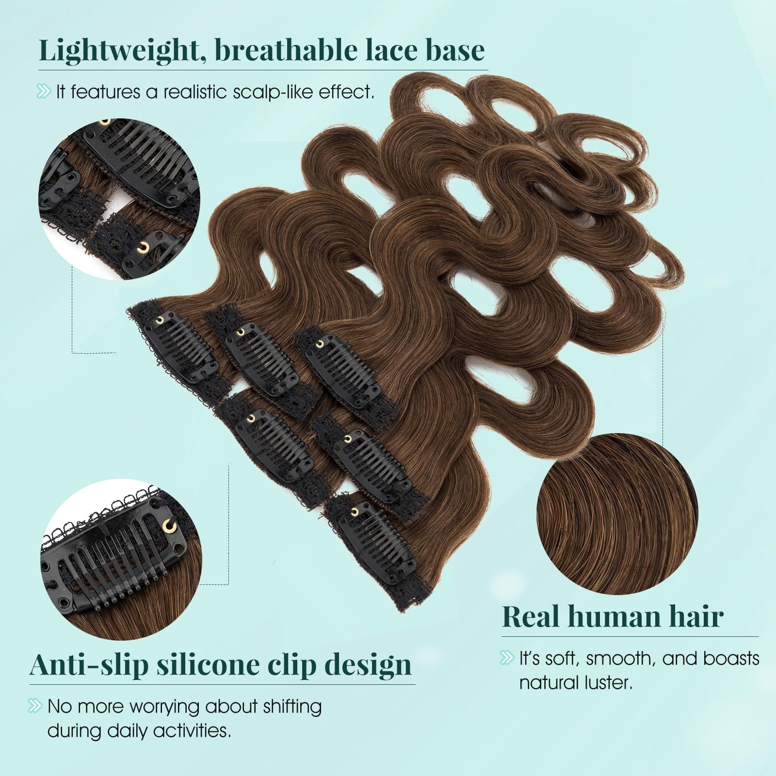 Benehair 6 Pcs Clip In Short Hair Extensions 100 Real Human Hair For Women