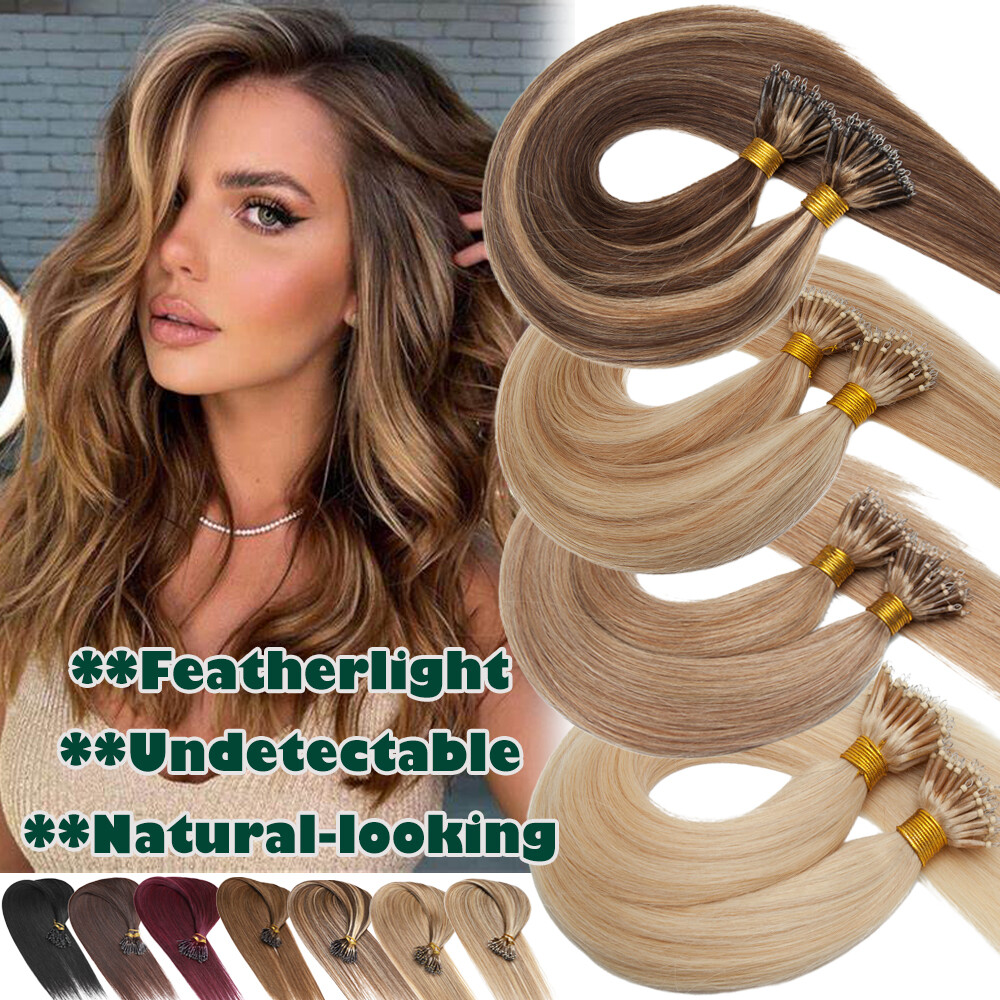 50g-100g Nano Ring Loop Micro Bead Tip Real Human Remy Hair Extensions Full Head