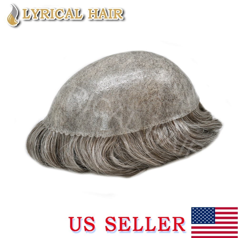 Full PU Skin 0.10mm Men Toupee All Colors Human Hair System Injection Hairpiece