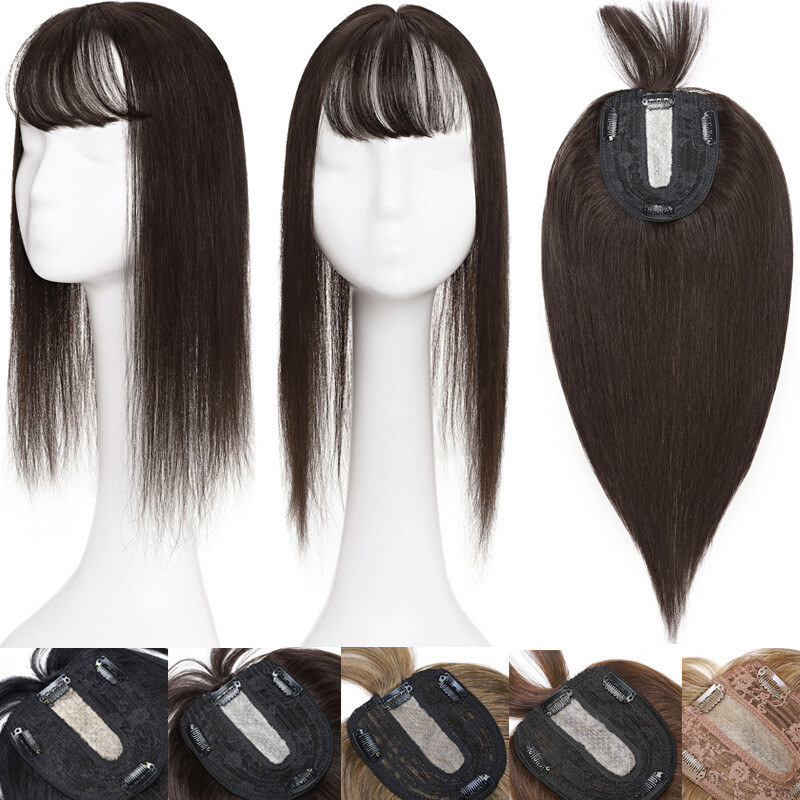 Natural Clip In 100% Human Hair Topper Hairpiece Toupee Wigs For Loss Hair Thick