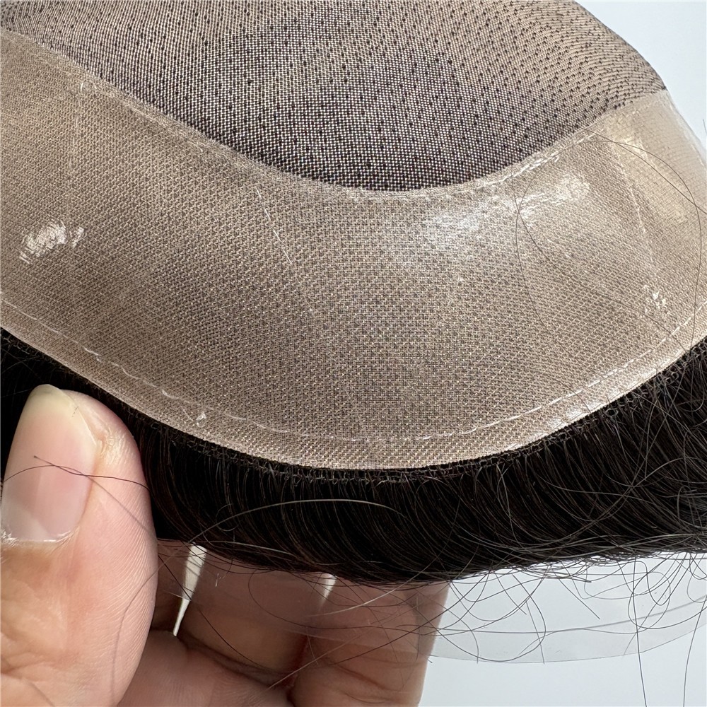 Durable Hair Replacement System Mens Toupee Fine Mono Wig Human Hairpiece #1B