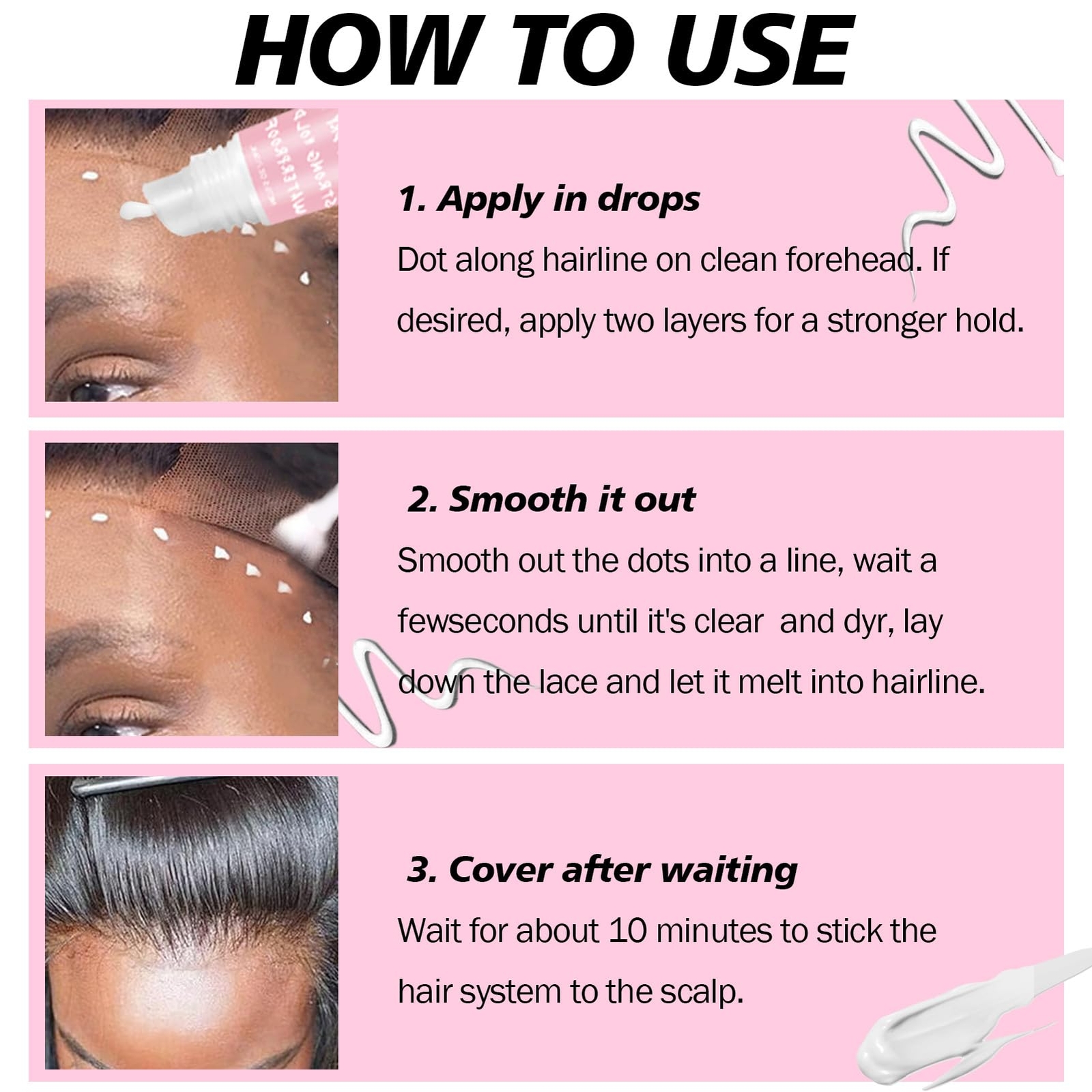Waterproof Lace Front Wig Glue 0.5 OZ Strong Hold Adhesive 4PCS