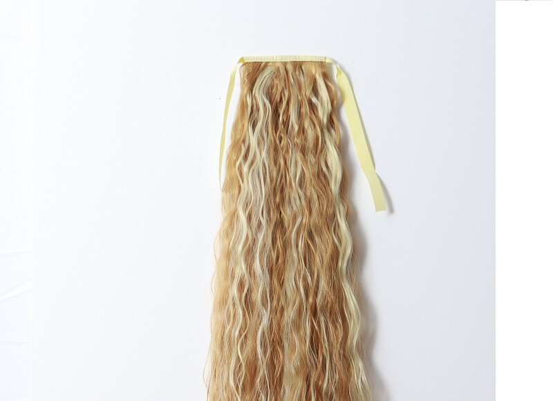 33in 140g Curly 85cm As Human Hair Extensions Corn Wave Ponytail Hairpiece Black