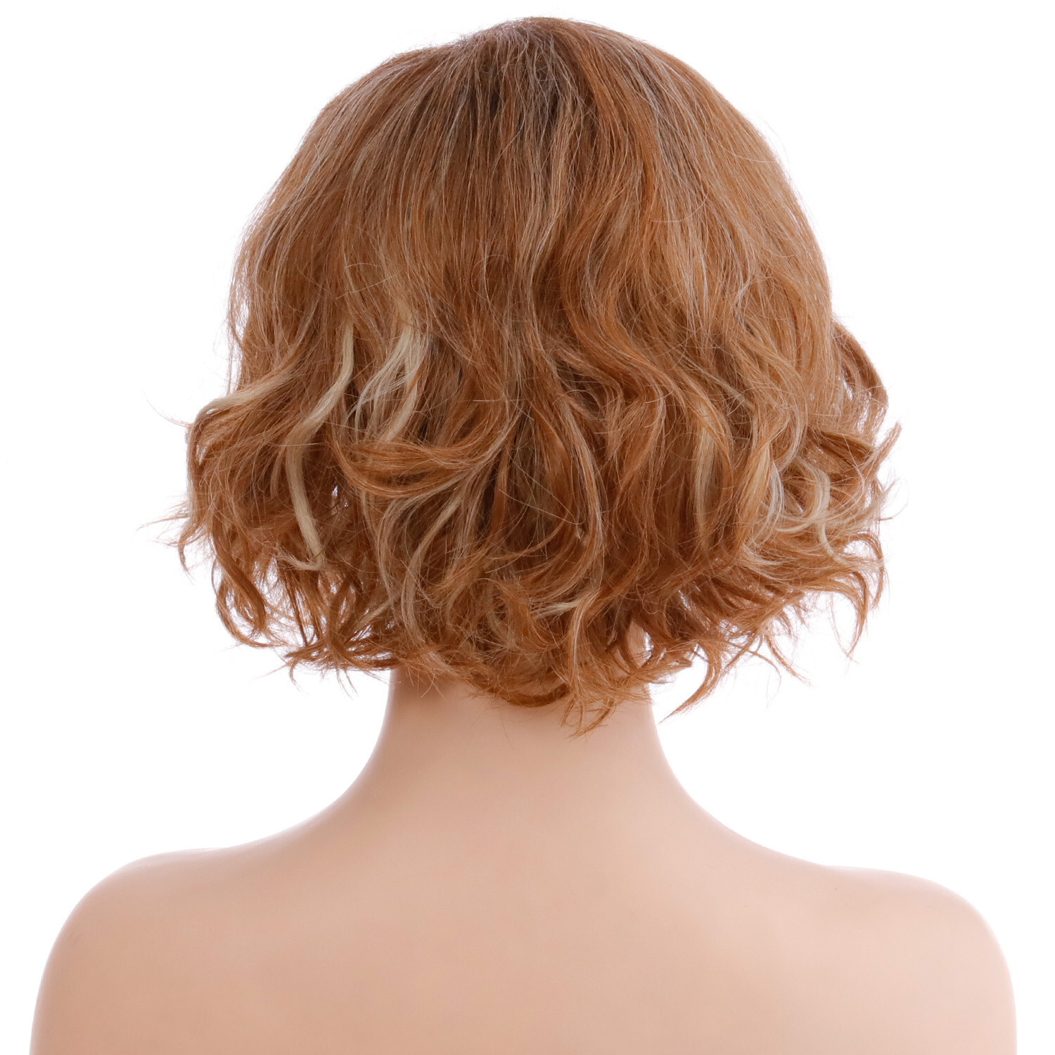 Blonde Gold Brown Short Natural Wavy Curly Blonde Wig Women’s Synthetic Hair
