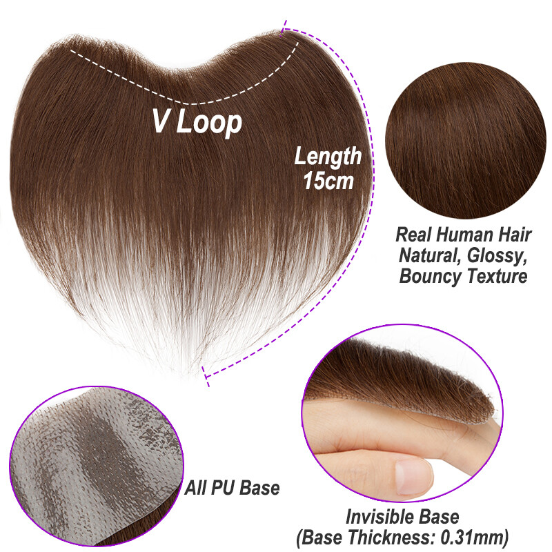 PU Skin Topper Men Toupee Human Hair Replacement System Forehead Hairline/Pieces