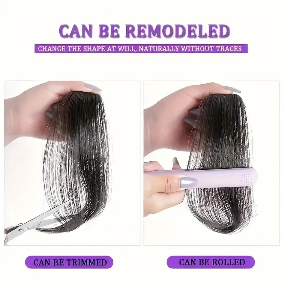 2pcs Side Bangs Synthetic Hair Extension Easy Clip In Gradient Bangs Natural