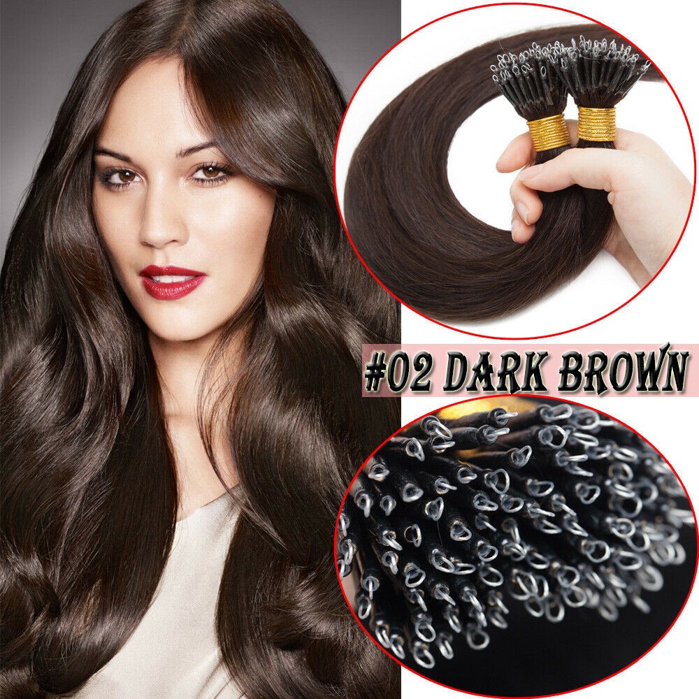 Nano Ring Hair Extensions Premium Remy Human Hair Micro Nano Bead Full HeadThick