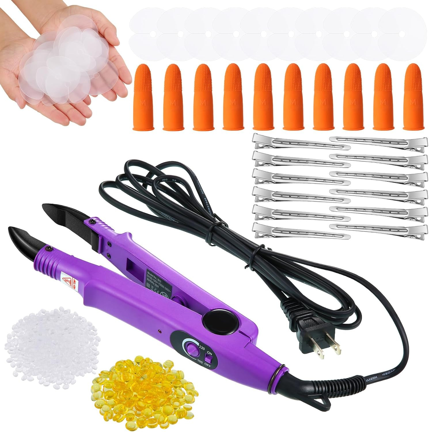 Lothee Fusion Hair Extension Heat Iron with Keratin Beads, Fusion Glue Protector