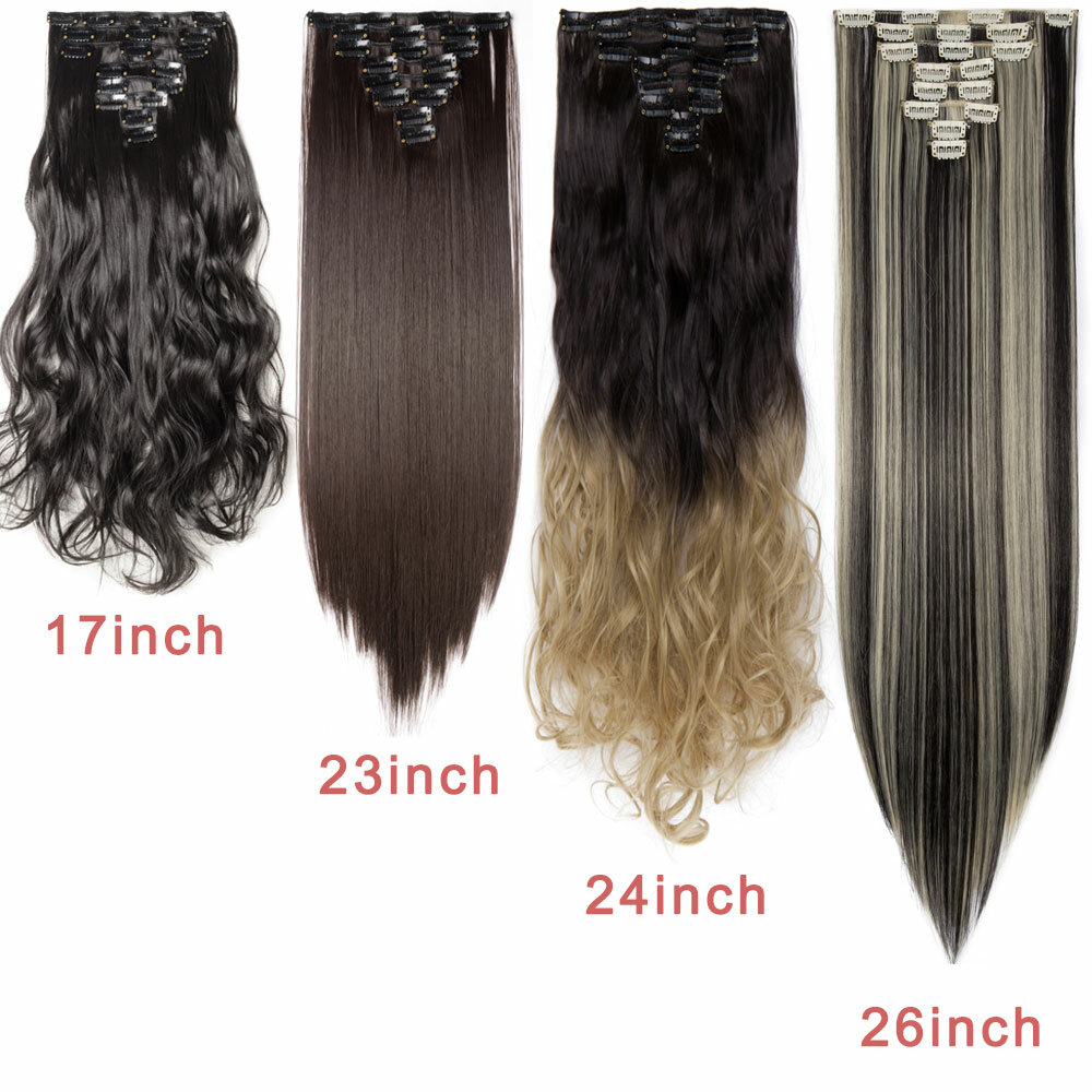 US Fast Ombre Clip In as Human Remy Hair Extensions 8Pcs Full Head 18 Clips nw25