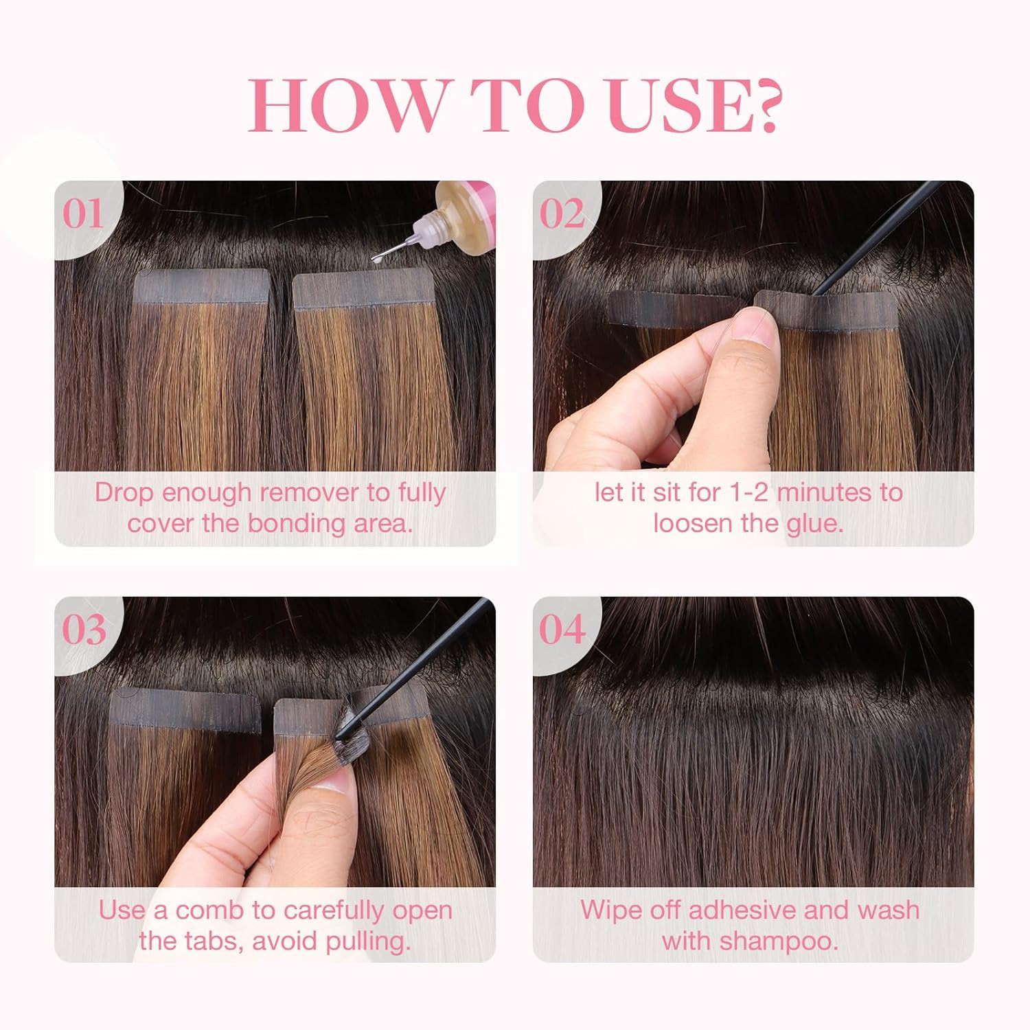 GOO GOO Tape in Extension Remover, Wig Glue Remover, Tape in Hair Extensions Adh
