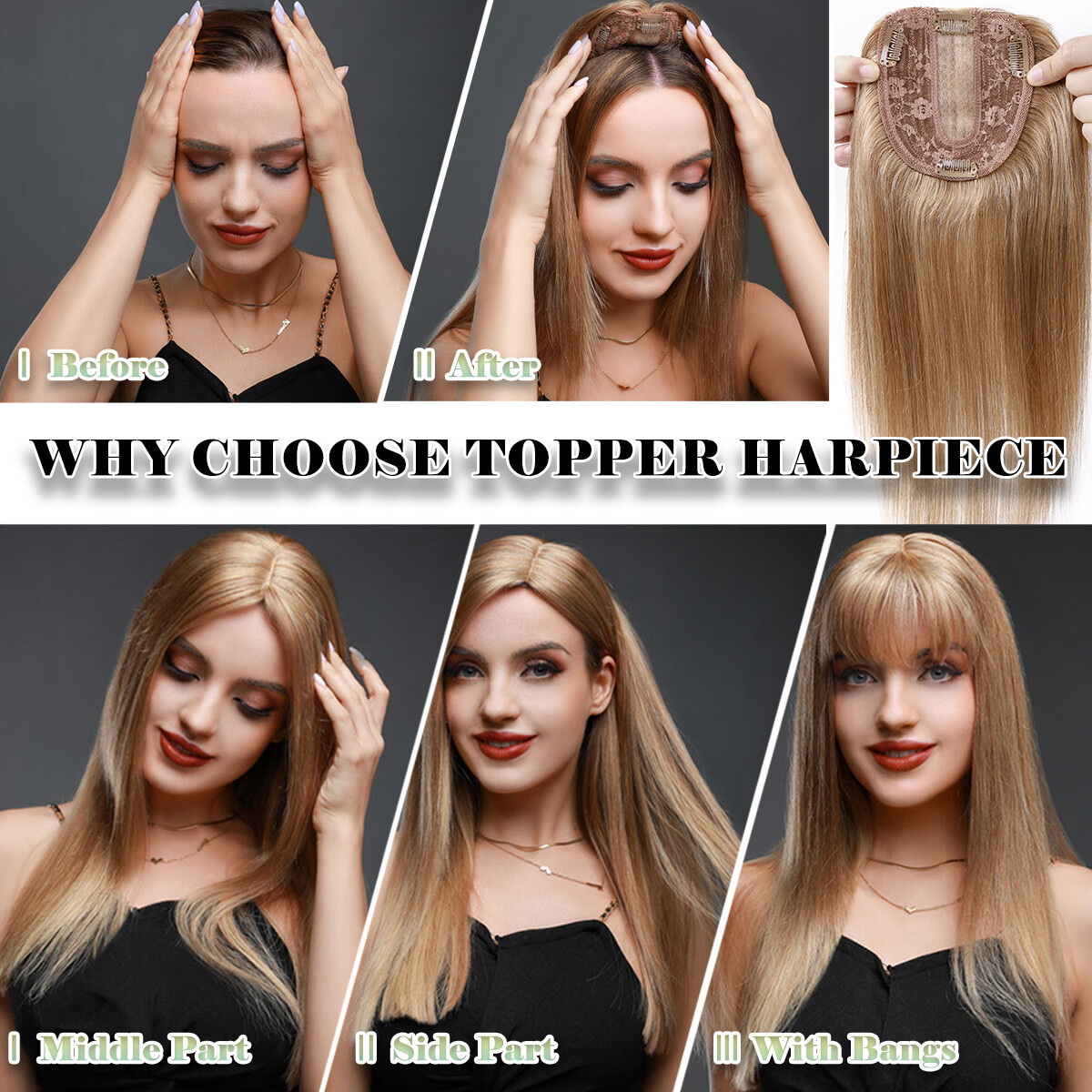 Topper Toupee Clip In Remy 100% Human Hair Lace Base Wiglet Hairpiece Hand-tied