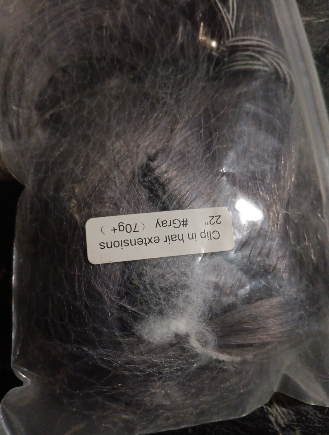 22 Inch Human Hair Grey Clip Ins 70g