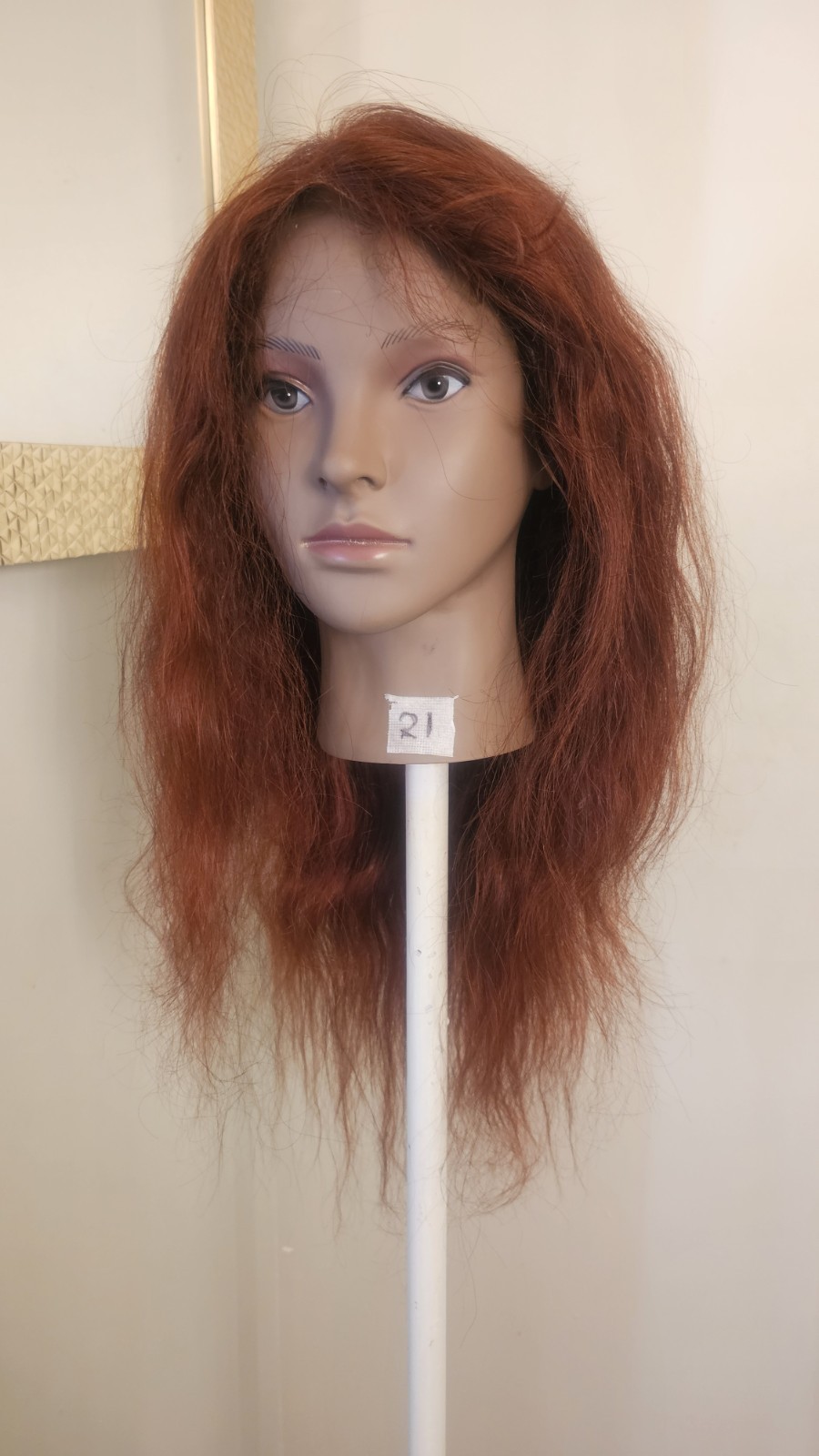 High-Quality Regular Top 24″ Copper Red Wavy 150% Virgin Human Hair Lace Wig