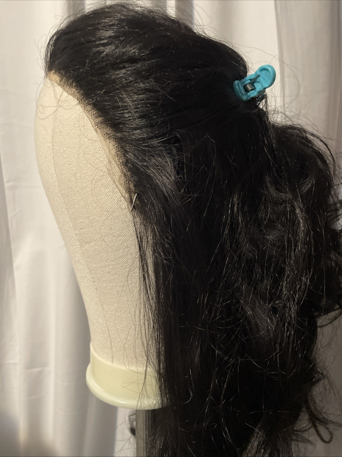 22” Women’s Wig High Temp Heat Resistant Black With Custom Cut 13×4 Lace Front