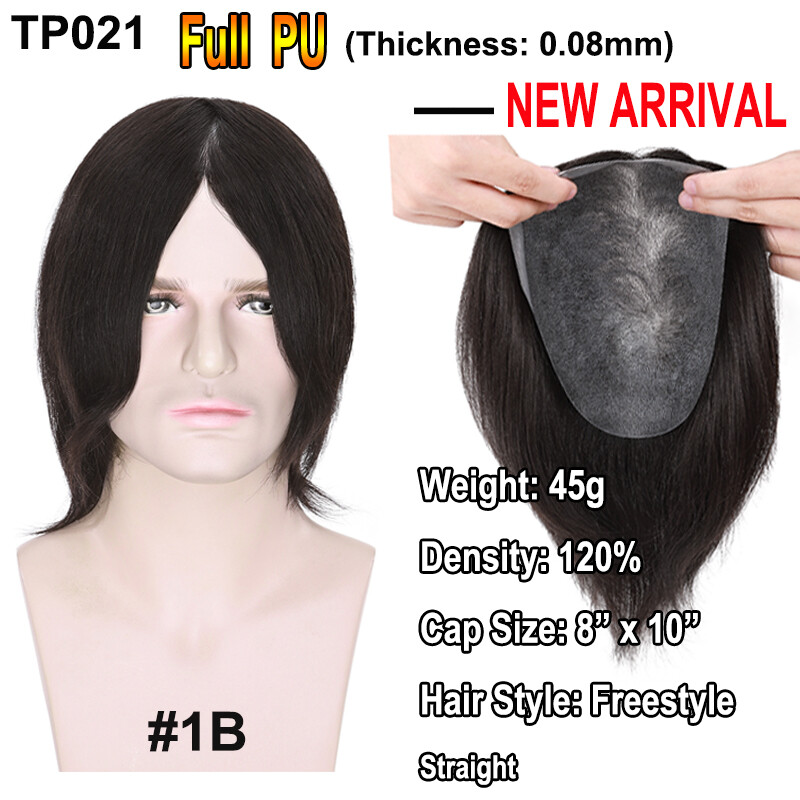 US French Lace Toupee Hair Mens Hairpiece 100% Human Hair Replacement System #1B