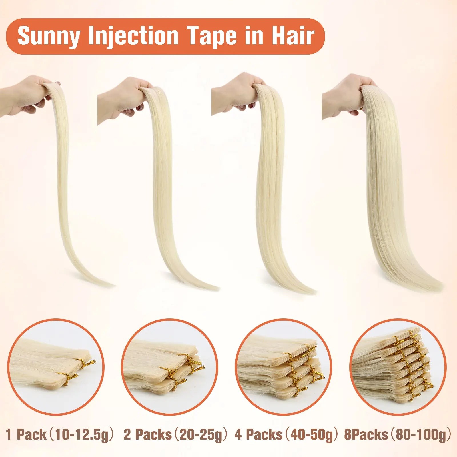 Sunny Hair TAPE-IN 14in Chestnut Brown/Blonde Remy Hair Extensions TP_6-60-6 50G