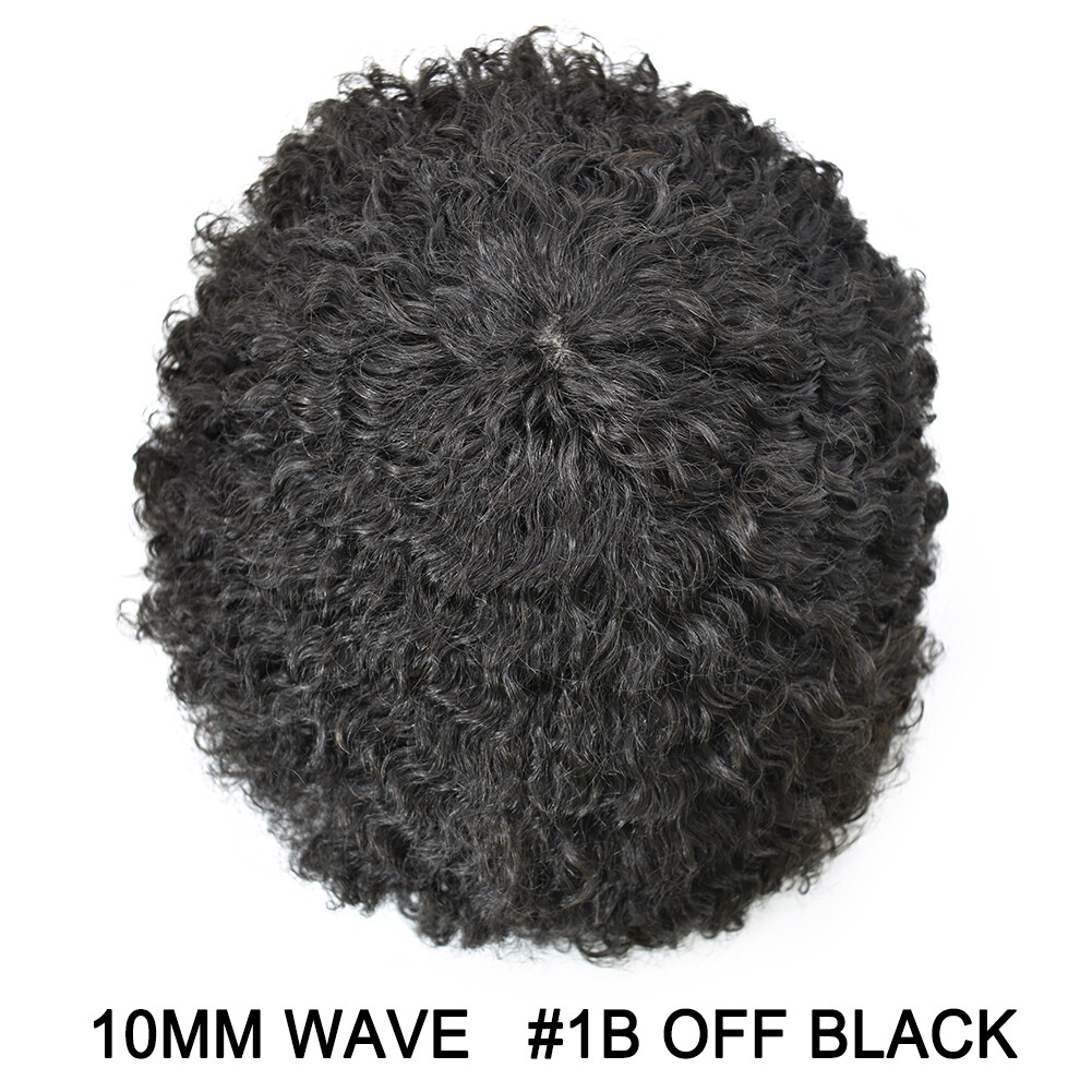 Afro Curl Mens Toupee Full Poly Skin Pu African American Human Hair Replacements