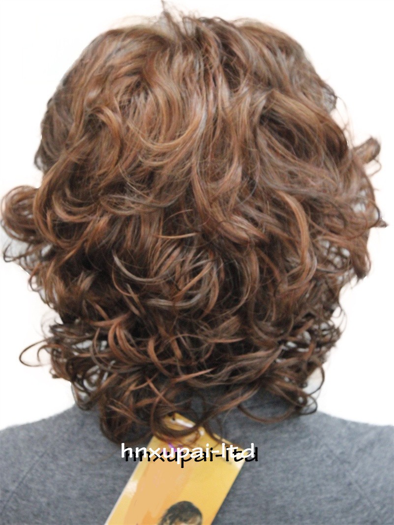 Short Loose Curls Curly Ash Brown Blonde Mix Synthetic Hair Wigs Women Soft
