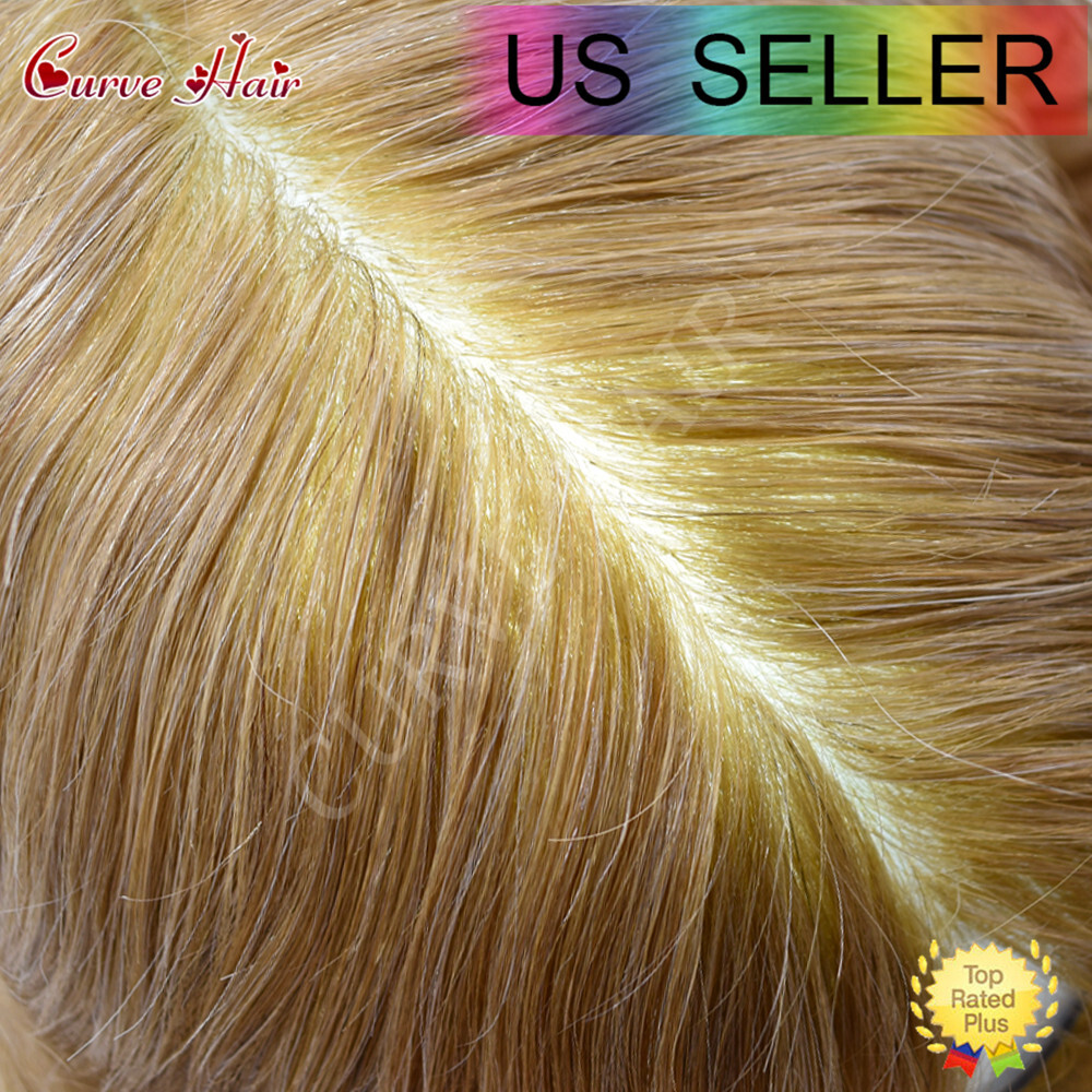 50+ Color Men Toupee Hair Replacement System Full Poly Thin Skin Human HairPiece