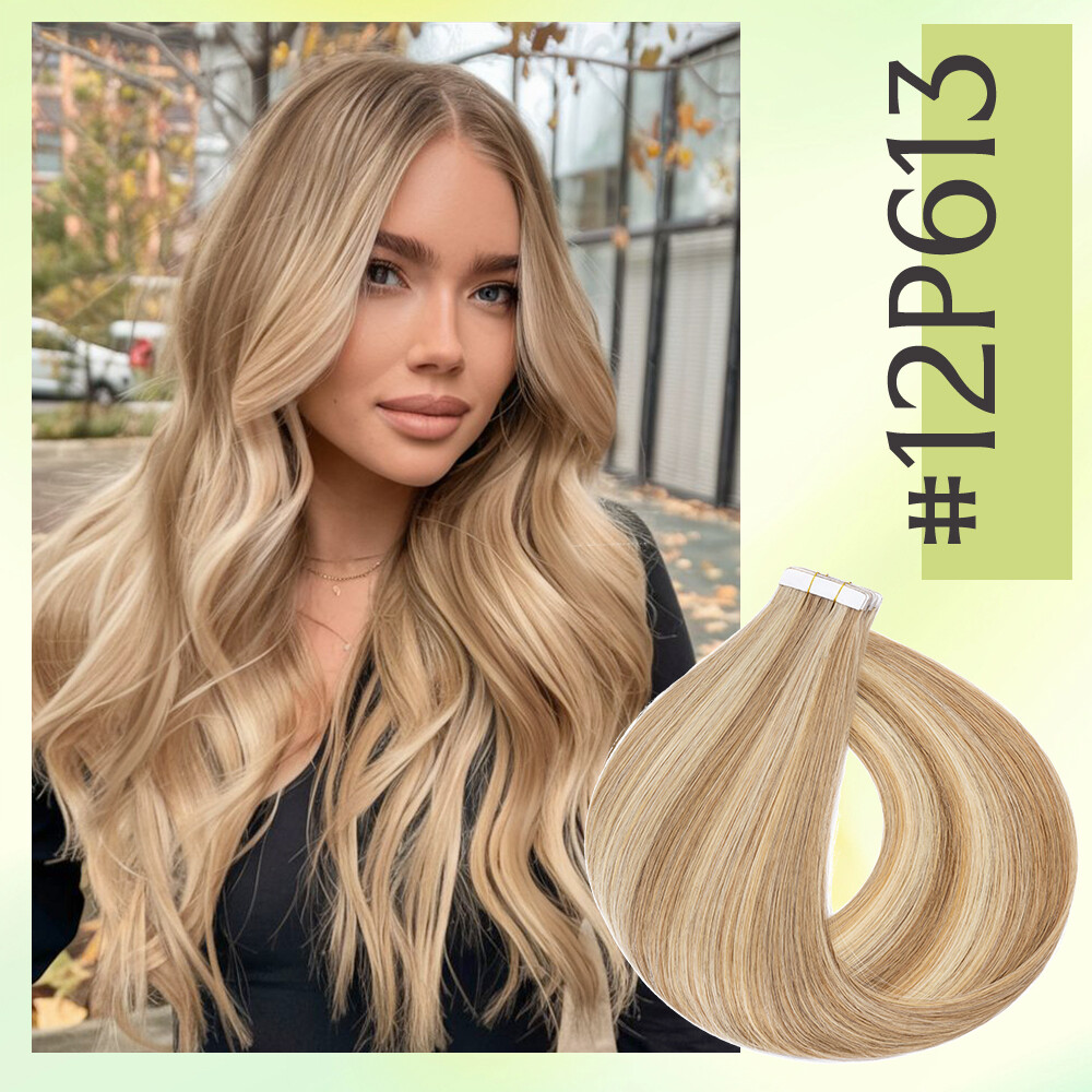 Tape in Russian Remy 100% Human Hair Extensions Invisible Skin Weft 14-24 Inch