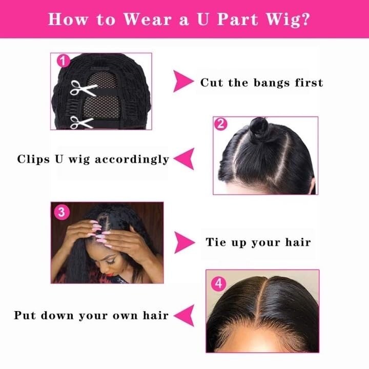 18 Inch U Part Body Wave Wig Human Hair Glueless No Sew In 180% Density