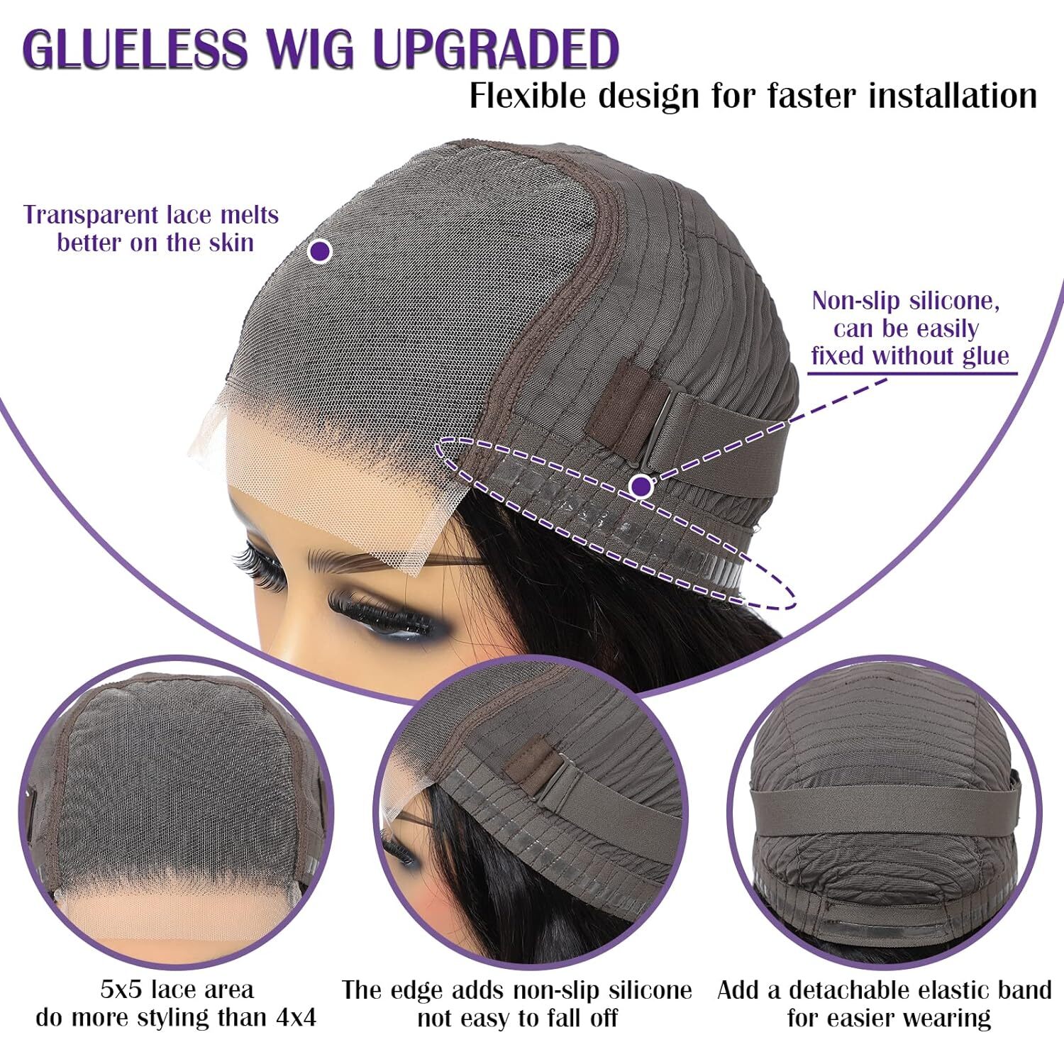 5×5 Lace Wear and Go Glueless Wig Loose Wave Pre-Cut unprocessed Human Hair