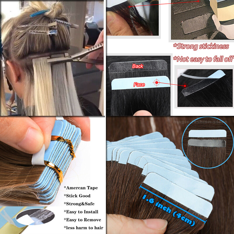 8-24in Tape-In Russian Remy Human Hair Extensions Skin Weft 50-150g/Thick Blond