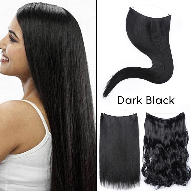 Hidden Secret Wire In Hair Extensions Invisible Head Band Natural Ring Hairpiece