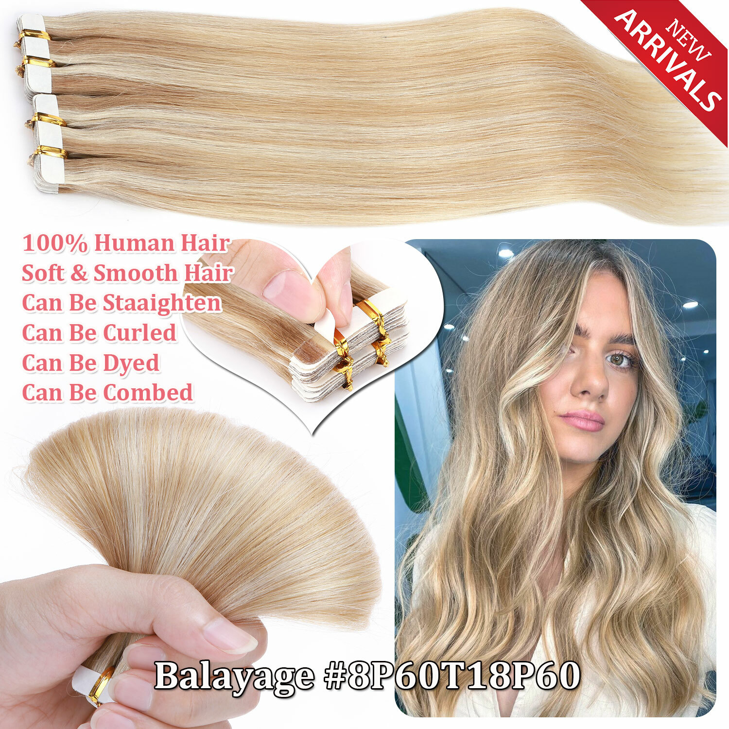 CLEARANCE 100% Real Remy Thick Tape In Human Hair Extensions Skin Weft Full Head