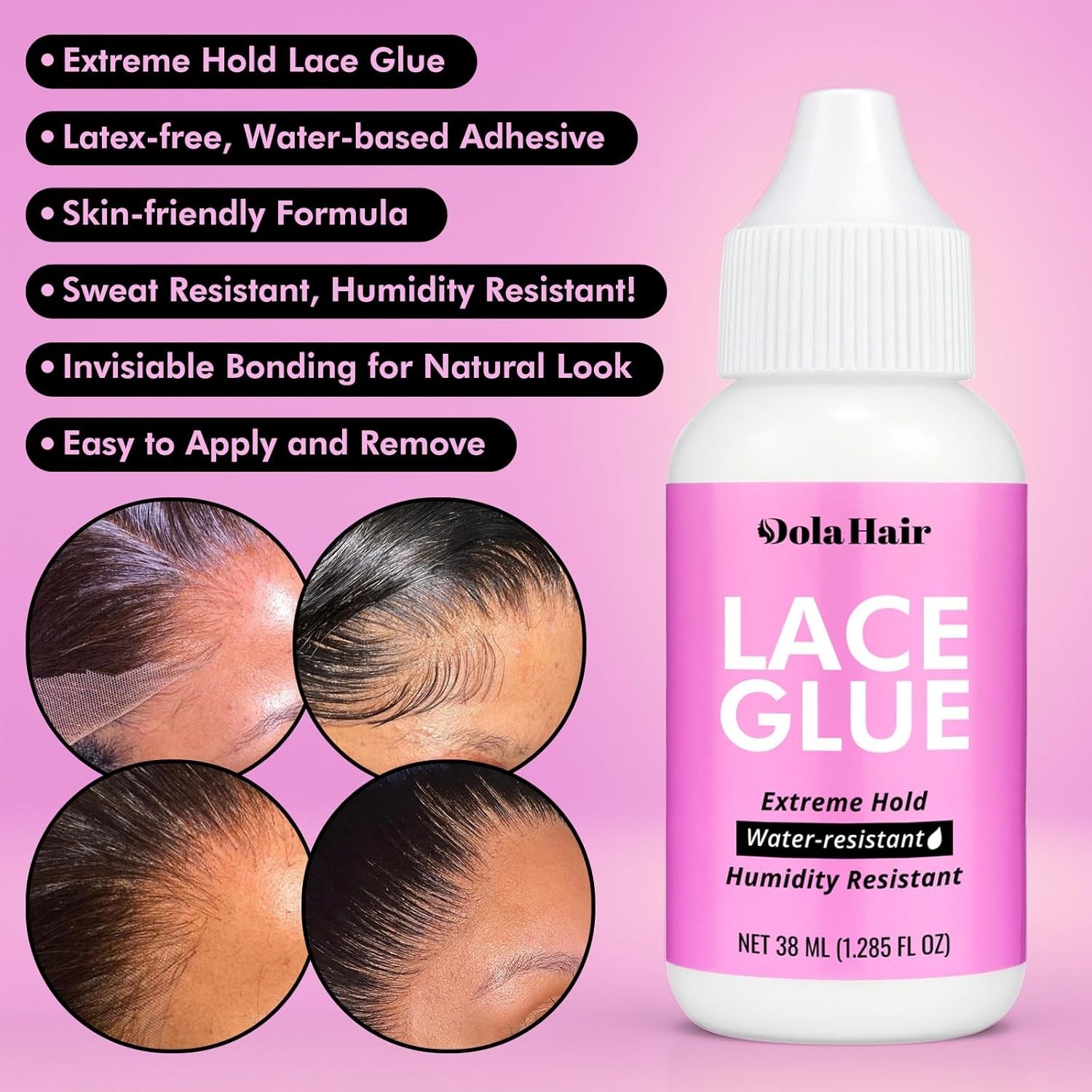Extreme Hold Lace Glue for Wigs – 1.3oz Water-Resistant, Easy Application