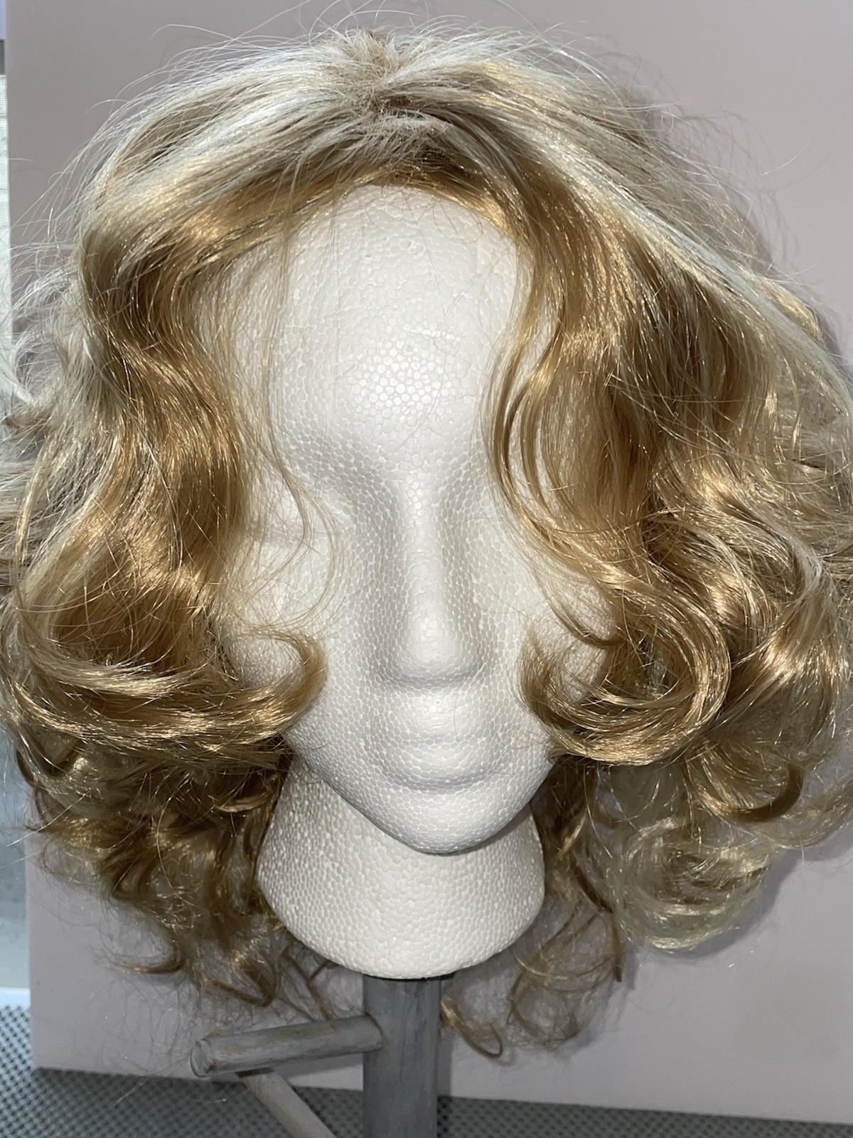 Golden Blonde Curly Wig Classic Cap Medium Length Big Voluminous Spiral Curls