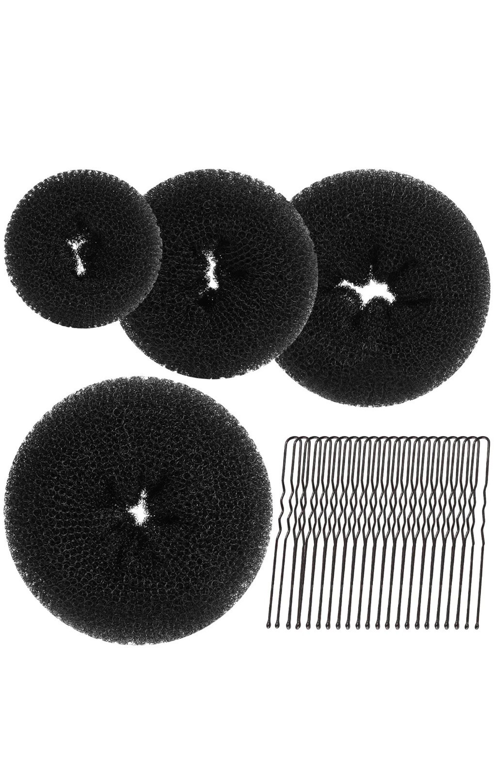 Teenitor Hair Donut Bun Maker, Black Extra-large, Large, Medium and Small