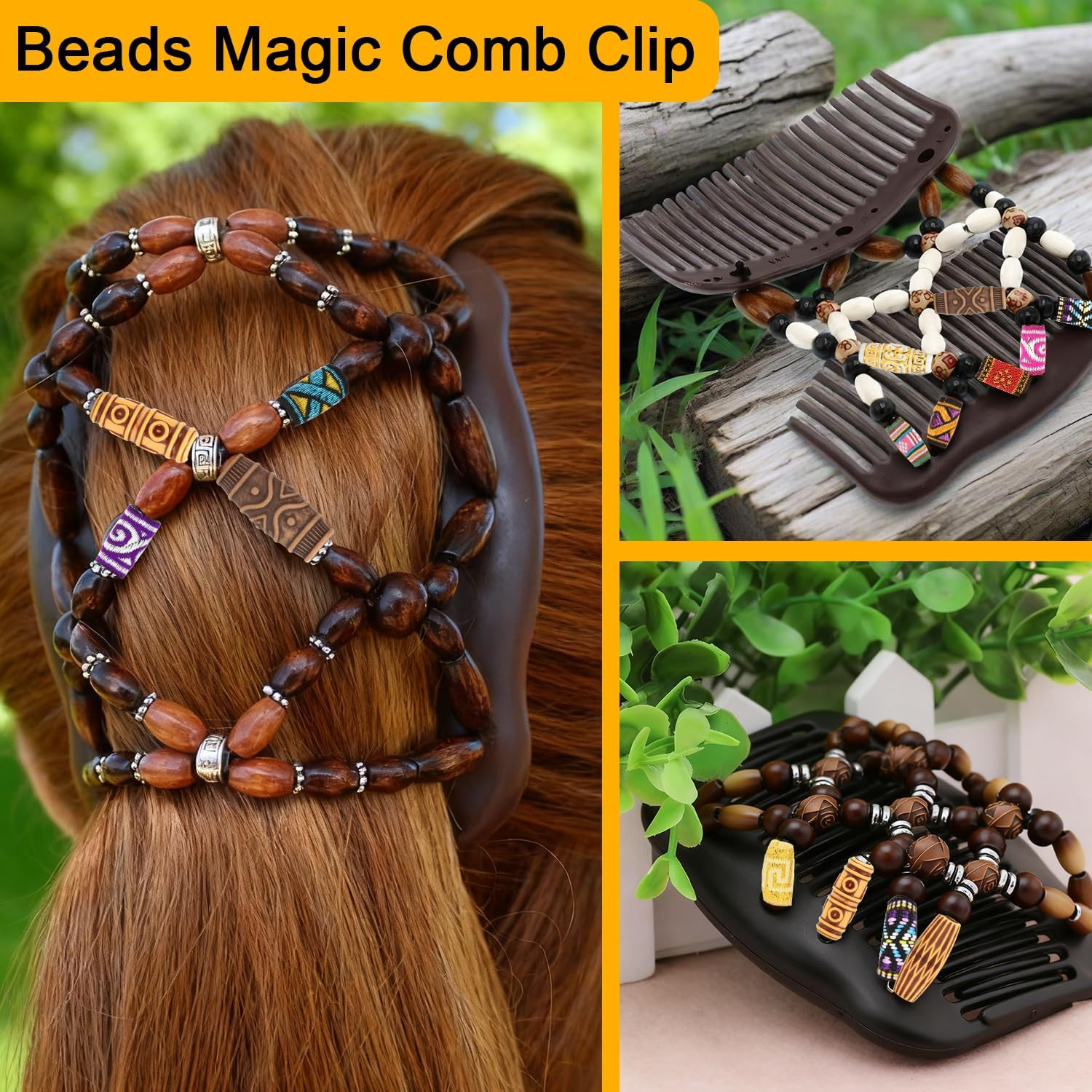 30Pcs Hair Beads for Braids, 18 Plastic + 12 Fabric African Hair Dreadlock Beads