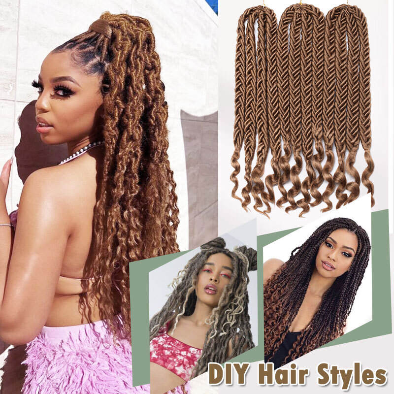 US Goddess Locs Deep Curly Faux Locs Dreadlocks Crochet Braids Hair Curly Ends