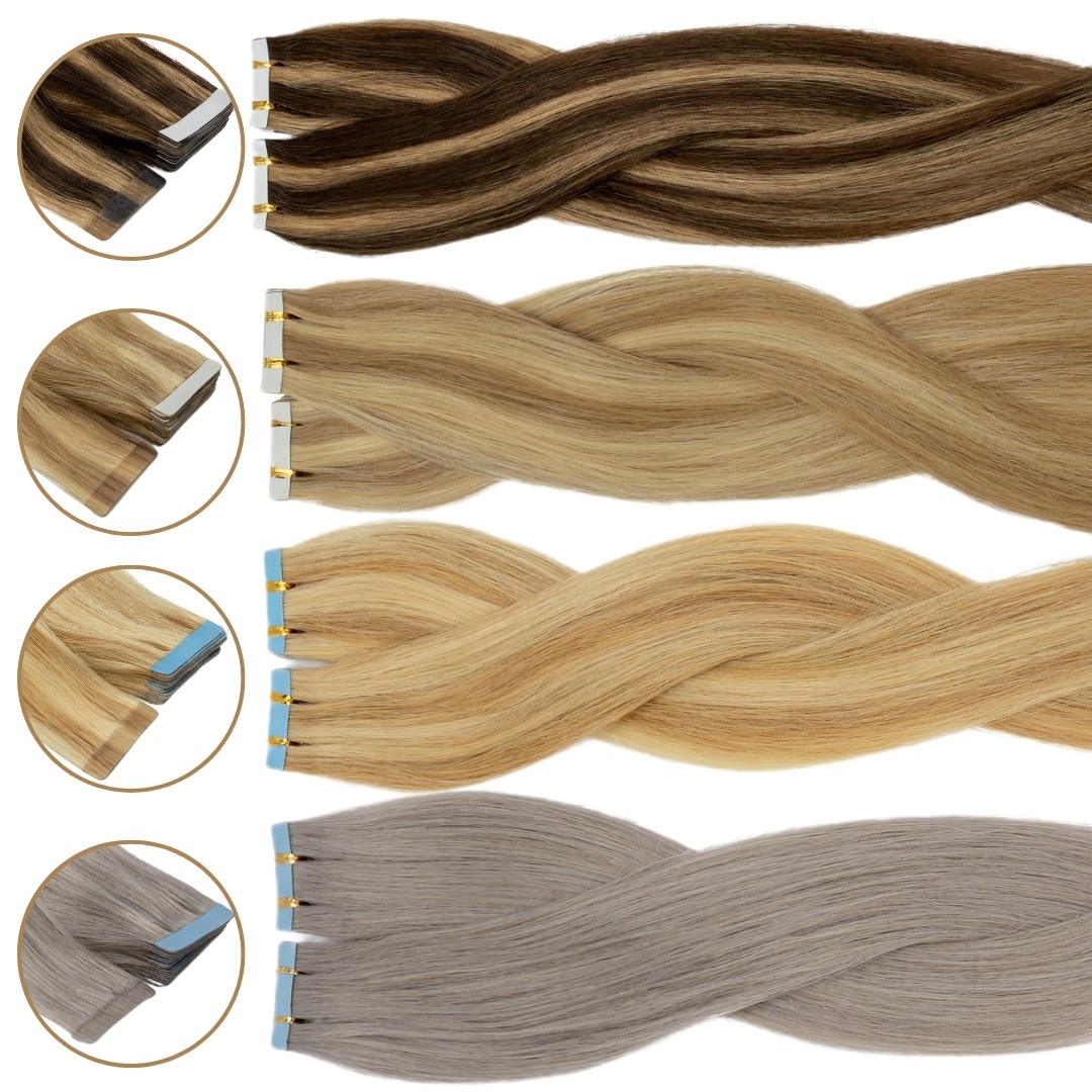 60pcs Tape in Remy Human Hair Extensions Skin Wefts Premium Thick Hair 14-24 in
