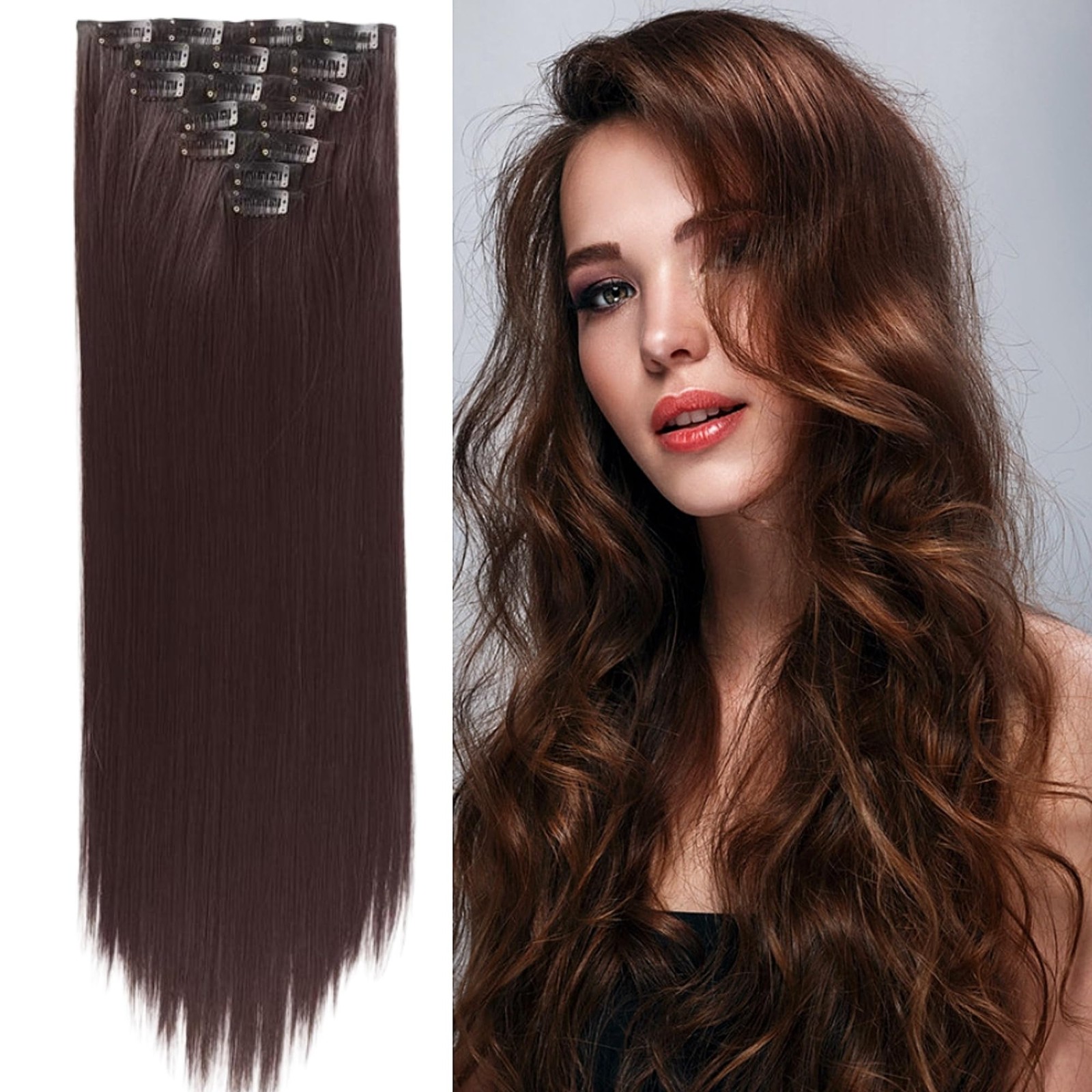 Seamless Clip-in Hair Extensions for Women – 7 Pieces, 140g Valentine’s Day ﻿…