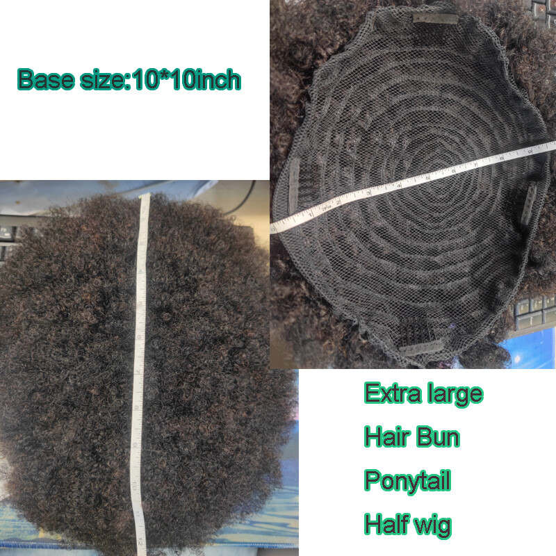Extra Large Afro Kinky Curly Puff Bun Clip in Human Hair Extensions Ponytail US