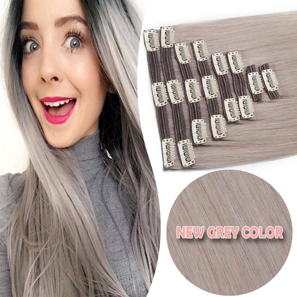 Body Wave Clip In Full Head Double Weft Remy Human Hair Extensions Thick Colored