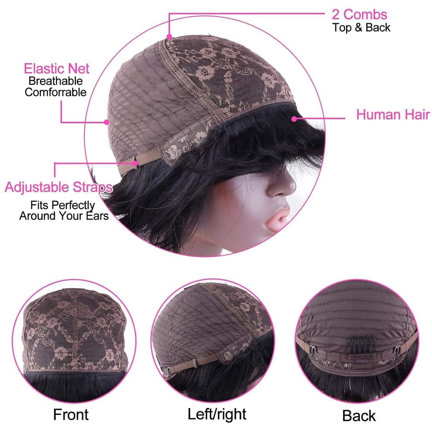 Straight Wig with Bangs Short Bob Wigs with Bangs Human Hair 100% Brazilian Wig