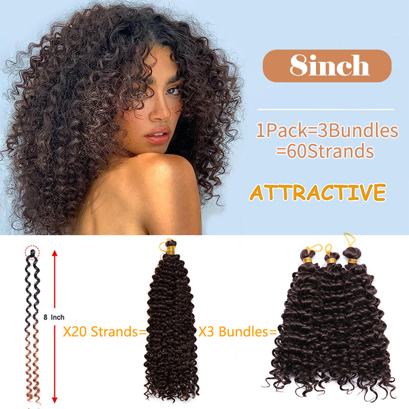 Natural Water Wave Crochet Braids Black Deep Curly Hair Extensions As Real Human