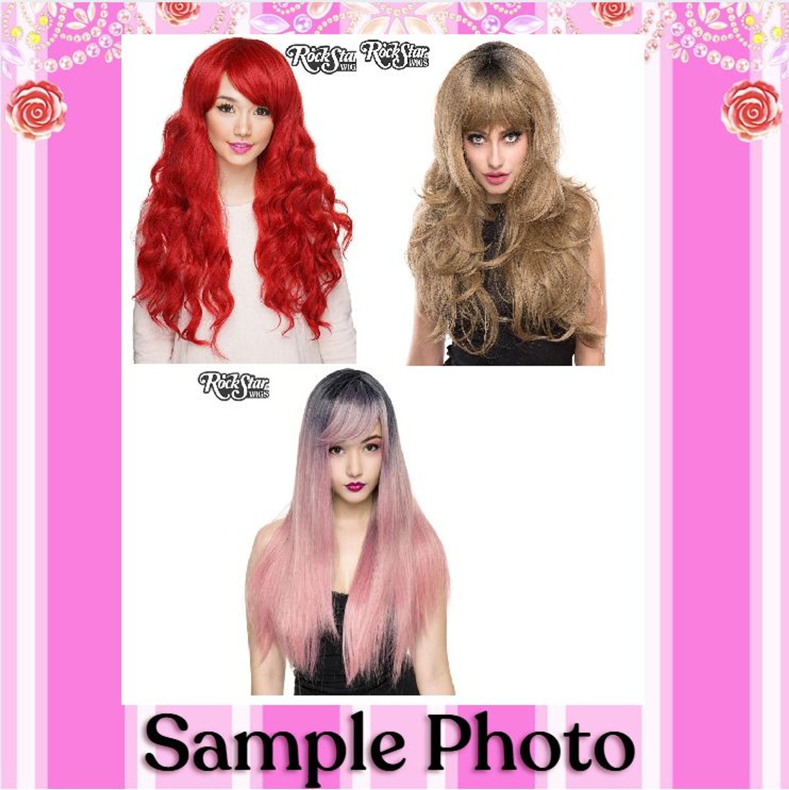 Cosplay Rockstar Wigs lot of 3 Drag Queen Costume Halloween Ariel Mermaid Disney