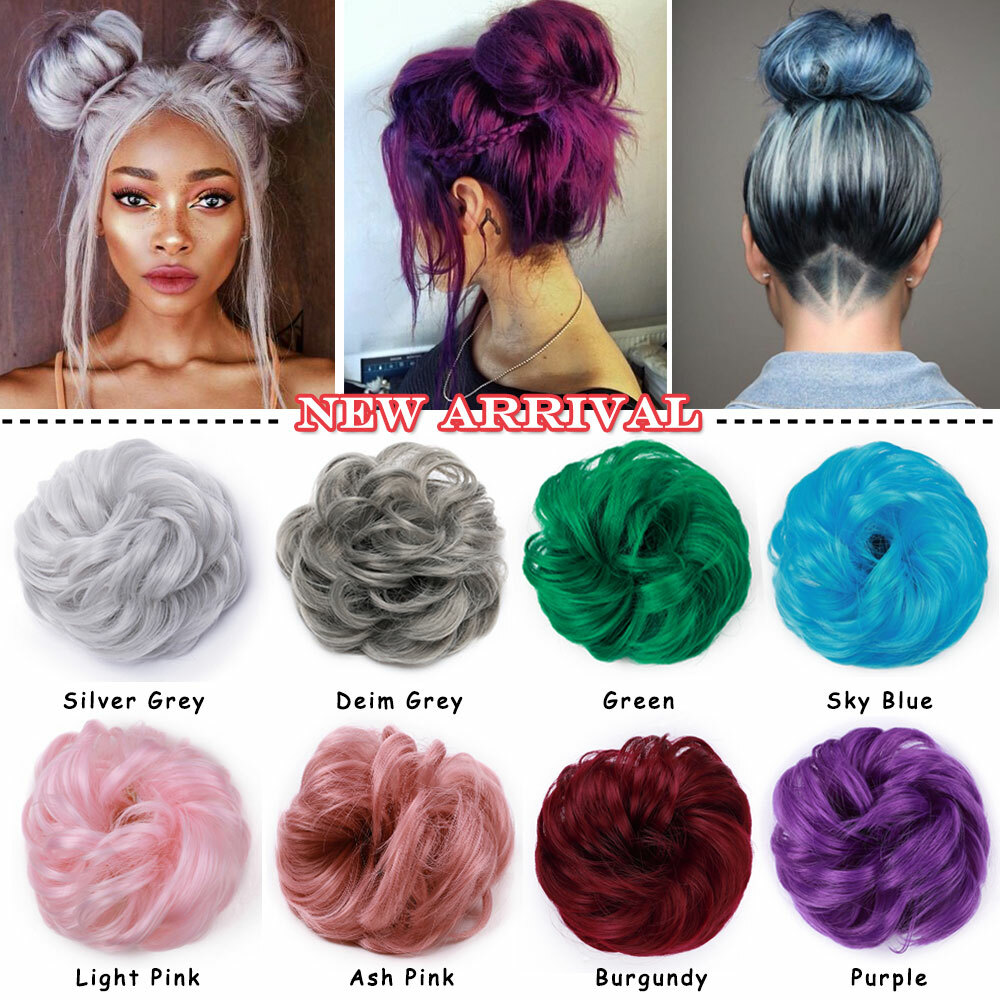 Real Thick Curly Messy Bun Hair Piece Scrunchie Hair Extensions AS HUMAN HAIR US
