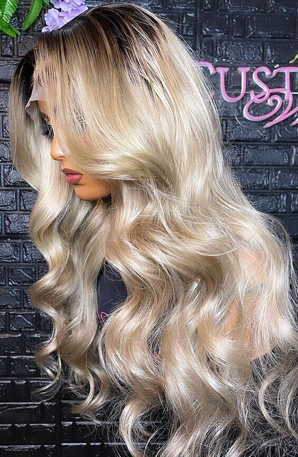 Dark Brown Ombre Ash Blonde 13×4 Lace Front Human Hair Wigs for Women Body Wave