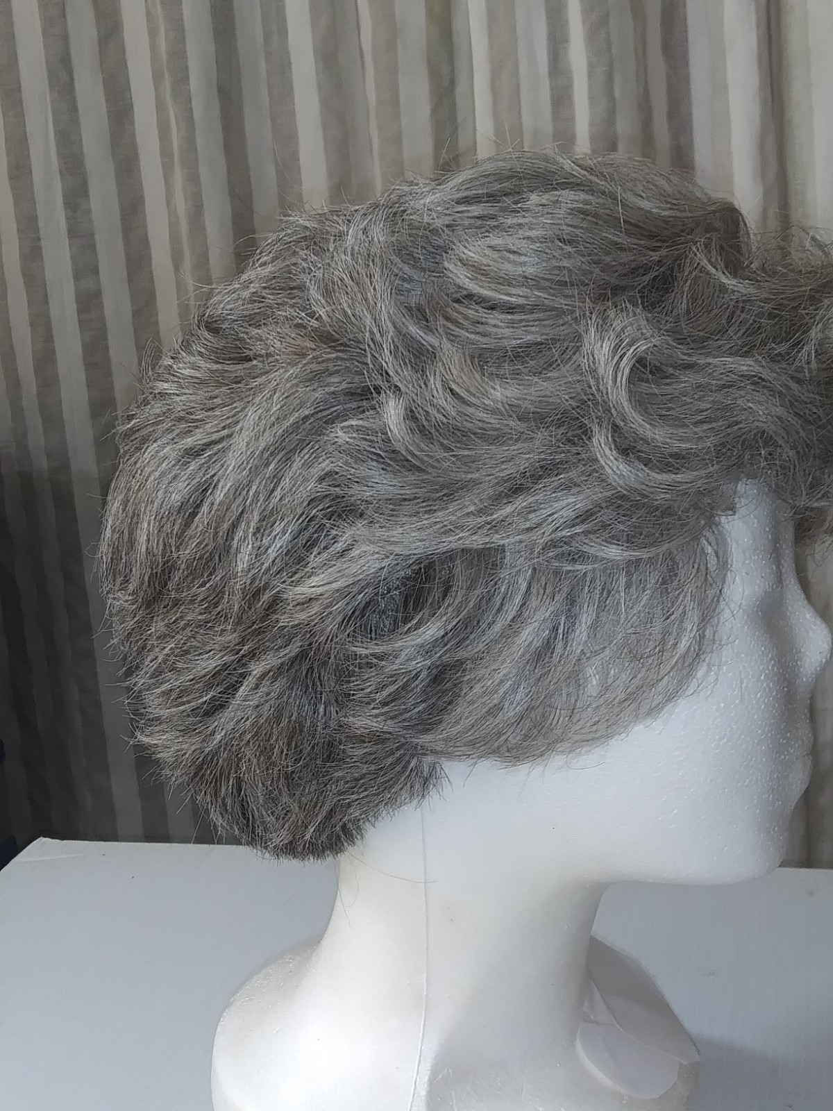 Silver Gray Wig Short Wavy Pixie Ash Blonde Layered Synthetic Full