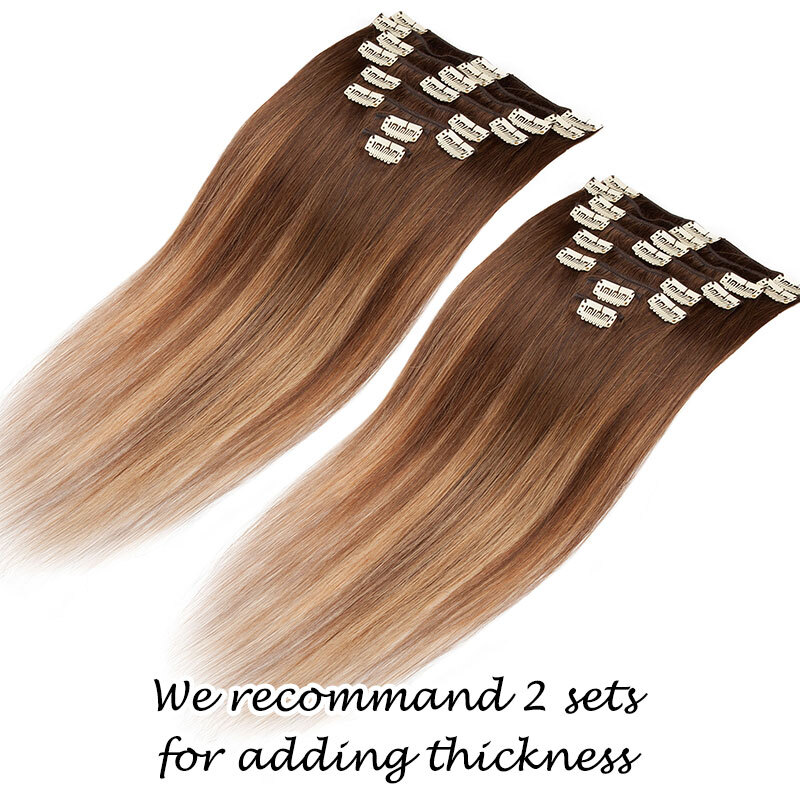 CLEARANCE 100% Human Hair Extensions Clip In Remy Hair Extensions Full Head 7Pcs