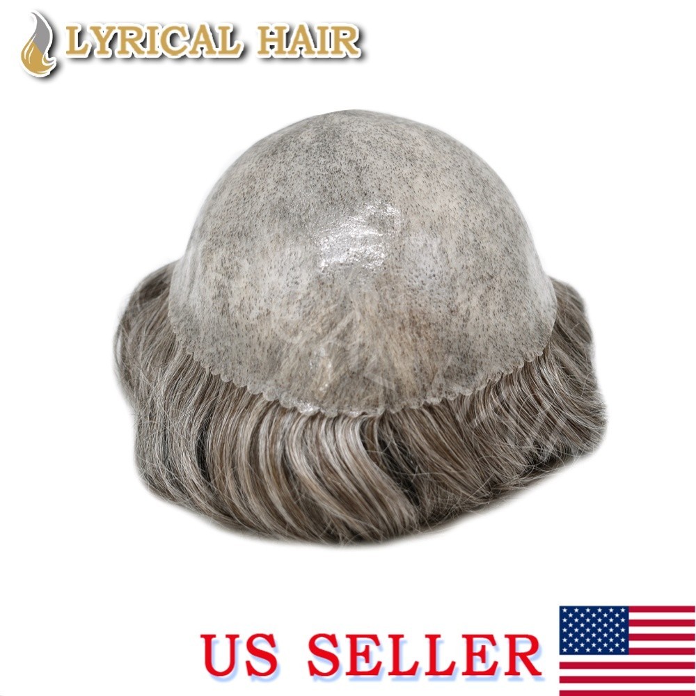 Full PU Skin 0.10mm Men Toupee All Colors Human Hair System Injection Hairpiece