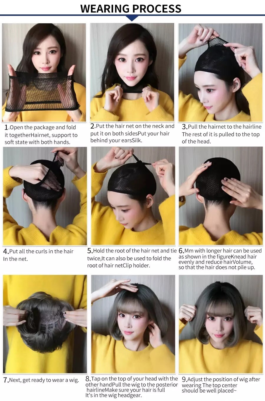 Korean Medium-Length Long Curly Wavy Wig with Bangs, Natural Heat-Resistant Wigs