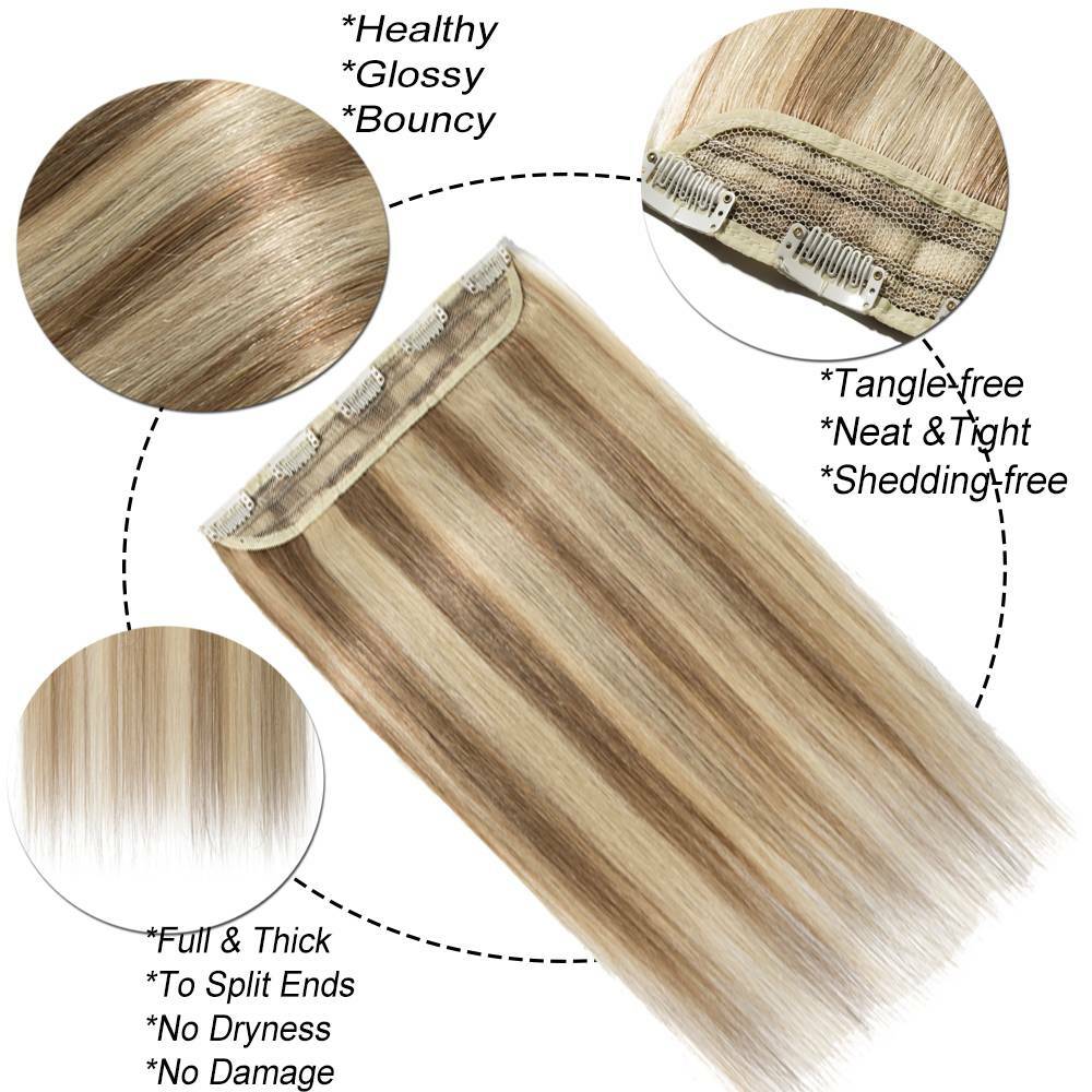 Thick 100% Real Remy Human Hair Extensions One Piece Clip In 3/4 Full Head Weft